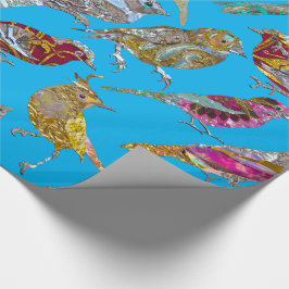 Elegante dansende vogels op blauw hemelpatroon gla cadeaupapier