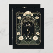 Elegante Dark Art Nouveau Bloementafel Nummer Teke Notitiekaartje (Voorkant / Achterkant)