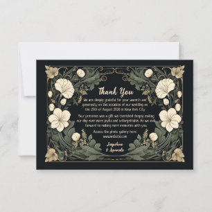 Elegante Dark Art Nouveau Floral Wedding Bedankt