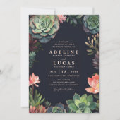 Elegante Dark Botanical Succulent Plant bruiloft Kaart (Voorkant)