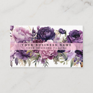 Elegante Dark Deep Purple Flowers Visitekaartjes