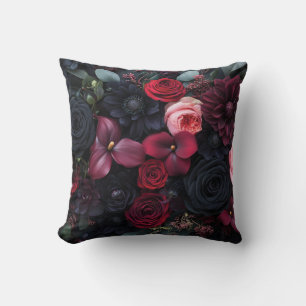 Elegante Dark Floral Arrangement met Rozen Kussen