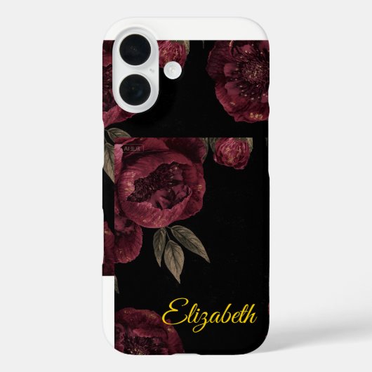 Elegante  Dark Floral Peony iPhone Case (Achterkant)
