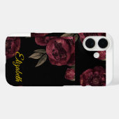 Elegante  Dark Floral Peony iPhone Case (Achterkant (horizontaal))