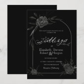 Elegante Dark Rozen Black Wedding Kaart (Voorkant / Achterkant)