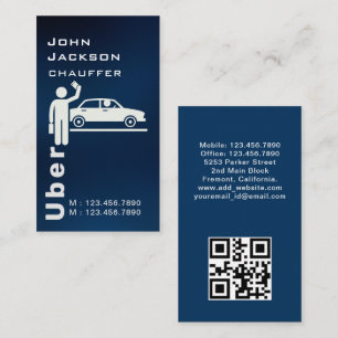 Elegante Dark Taxi Driver / Chauffeur QR Code Visitekaartje