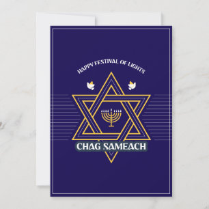 Elegante Davidster Hanukka Feestdagenkaart