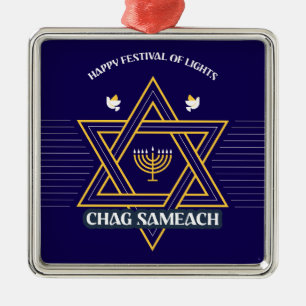 Elegante Davidster Hanukkah-versiering Metalen Ornament