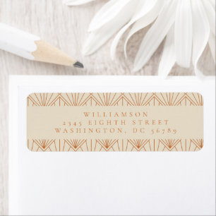 Elegante Deco Verbrand Oranje Huwelijk Retouradres Etiket