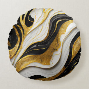 Elegante decoratieve gemarmerde zwarte gouden kuss rond kussen