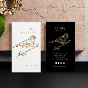 Elegante  decoratieve geperste vogel Logo wit Visitekaartje