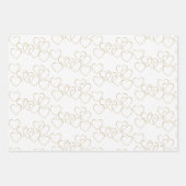 Elegante decoratieve hart bedelsels goud en wit inpakpapier vel (Voorkant 2)
