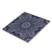 Elegante decoratieve Mandala Navy Blue Tegeltje (Zijkant)