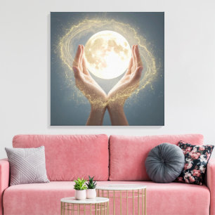 "Élégante décoration murale de lune – Toile lunair
