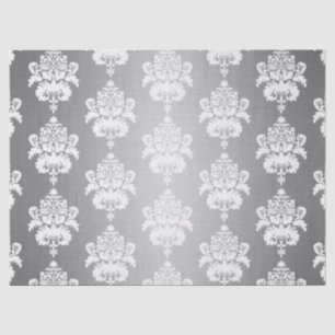 Elegante  Decoupage Gloeiende Zilveren Damast Tissuepapier