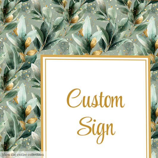 Elegante Deep Green Gold Eucalyptus Wedding Custom Poster