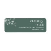 Elegante Deep Green Wedding Retour Adres Label (Voorkant)