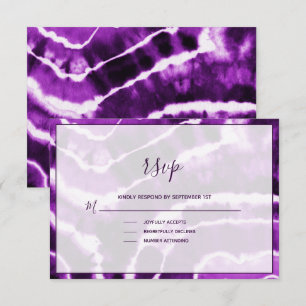 Elegante Deep Paarse Marmeren Batik Wedding RSVP K Kaartje