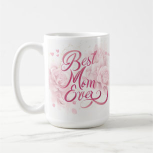 Elegante Deep Pink Floral Beste Mam Ooit Koffiemok