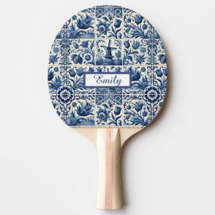 Elegante Delftse Tegels gepersonaliseerd Tafeltennisbatje