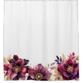 Elegante delicate bloemengouden paarse wit douchegordijn (Voorkant)