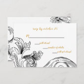 Elegante Delicate Bloemige Trouw RSVP Kaartje (Voorkant / Achterkant)