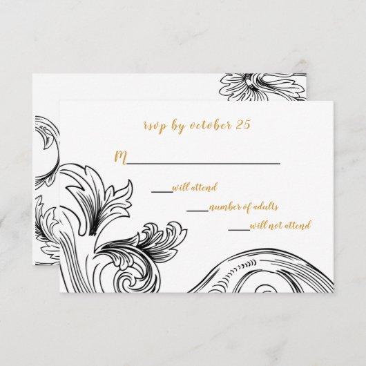 Elegante Delicate Bloemige Trouw RSVP Kaartje (Voorkant / Achterkant)