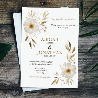 Elegante Delicate Floral White Rose Wedding Kaart