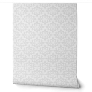 Elegante Delicate Grijs Wit Damast Behang