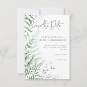Elegante delicate groen varens bruiloft save the date (Voorkant)