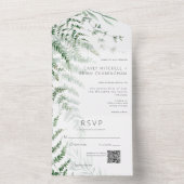 Elegante Delicate Groene Varens QR Code All In One Uitnodiging (Binnen)