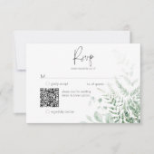 Elegante Delicate Groene Varens QR Code RSVP Kaartje (Voorkant)
