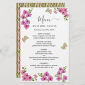 Elegante delicate Paarse orchideeën bruiloft menu (Voorkant / Achterkant)