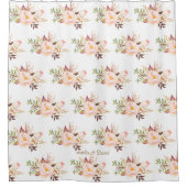 Elegante Delicate Pink Blush Flowers Monogram Douchegordijn (Voorkant)