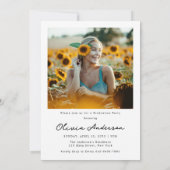 Elegante Delicate Script Photo Graduation Party Kaart (Achterkant)