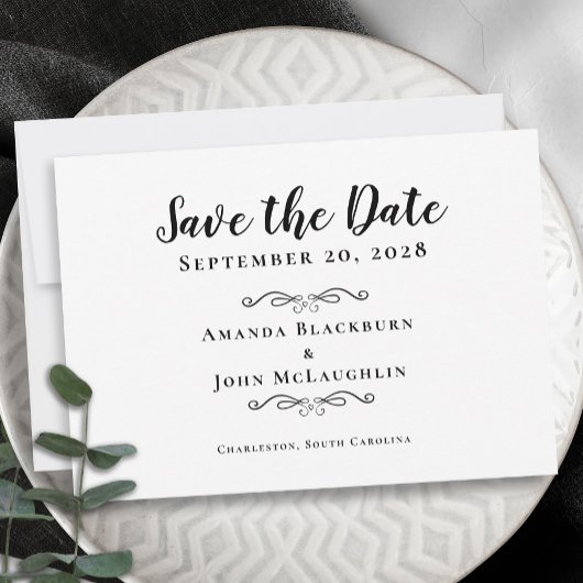 Elegante Delicate Script Romantische Calligrafie Z Save The Date
