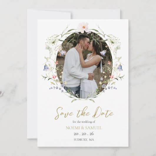 Elegante delicate Waterverf Wildflower bruiloft Save The Date (Voorkant)