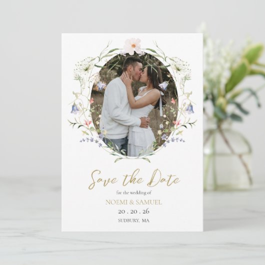 Elegante delicate Waterverf Wildflower bruiloft Save The Date (Staand voorkant)