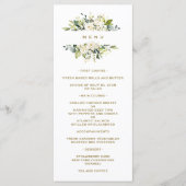 Elegante delicate Waterverf witte bloemen doop Menu (Voorkant)