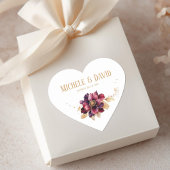 Elegante delicate witgouden bordeaux hart sticker