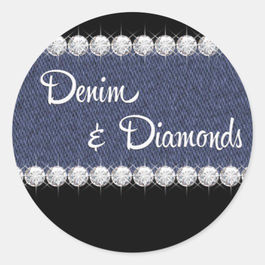 Elegante denim en diamanten Stickers (Voorkant)