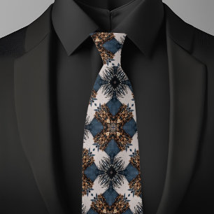 Elegante denim witte en gejewelde X-patroon Stropdas