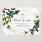 Elegante dennen hulst Kerstvakantie open huis Kaart (Voorkant / Achterkant)