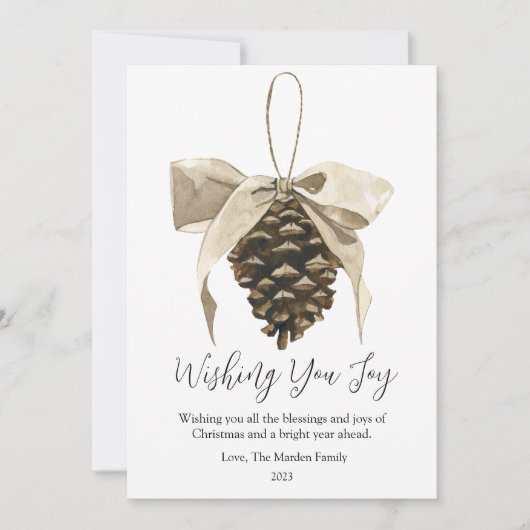 Elegante dennen kerstflat feestdagenkaart (Voorkant)