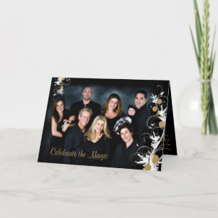 Elegante dennen Ornamenten vakantie foto kaart gev
