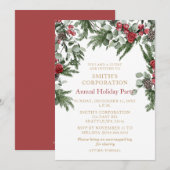Elegante dennenbessen Corporate Holiday Party Kaart (Voorkant / Achterkant)