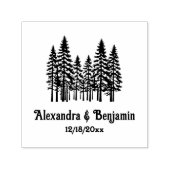 Elegante dennenbomen trouwkoppel naam datum  zelfinktende stempel (Design)