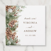 Elegante dennenbruiloft bedankjes labels (Voorkant)