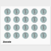 Elegante dennenmonogram Sticker (Vel)