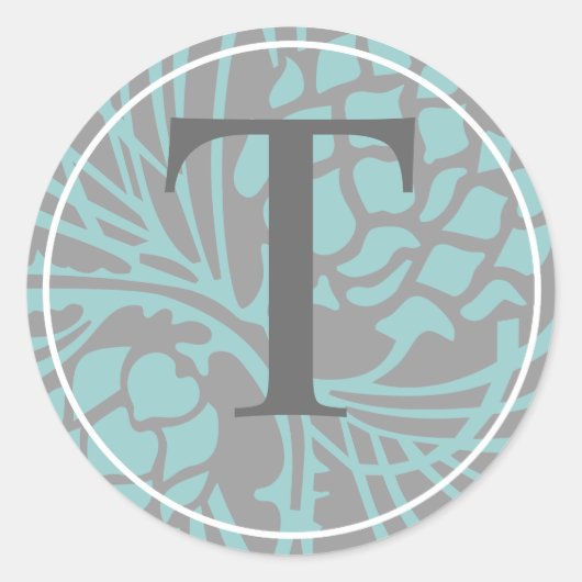 Elegante dennenmonogram Sticker (Voorkant)